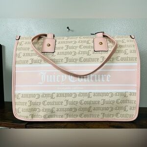 Juicy Couture Sandstone Fashionista Large Tote Beige Pink Logo Bag NWT